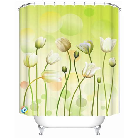 The Beautiful Filowers 3d Waterproof Shower Curtain Fabric Print Flower