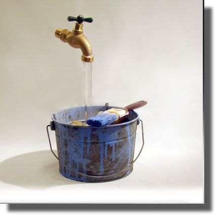 Looking for a good deal on garden spigot? Hand Painted Half Paint Bucket Floating Faucet Fountain ...