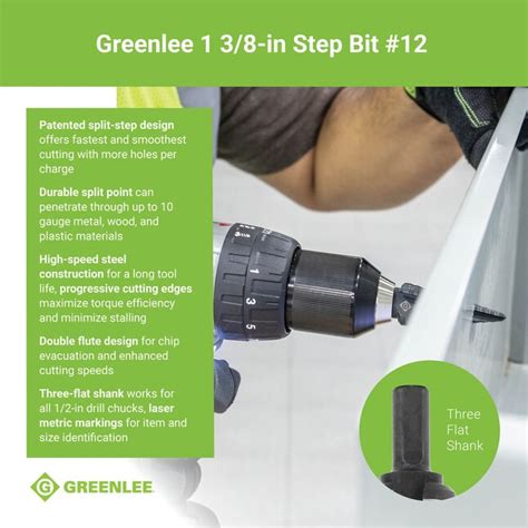 Greenlee Step Drill Bits 38 In 4 Step Drill Bit 14 In To 1 38 In