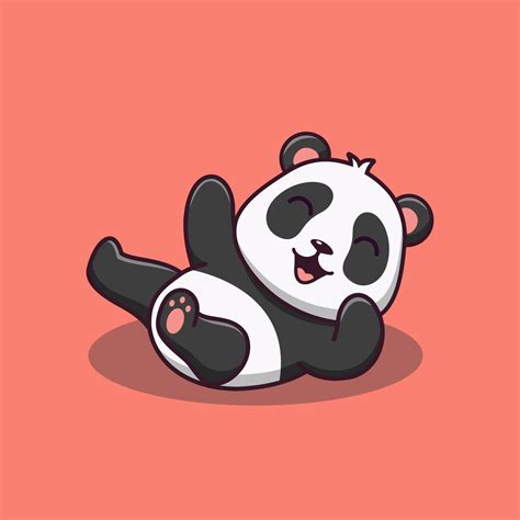 Cute Cartoon Panda Lying Down Vector Cartoon Illustration Cartoon