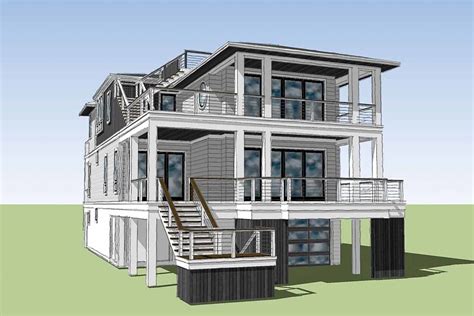 Plan Nc Coastal Contemporary House Plan With Rooftop Deck Beach House Floor Plans