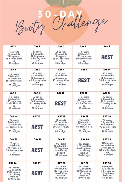 30 Day Ab And Booty Challenge Fitness Challenge Health Etsy