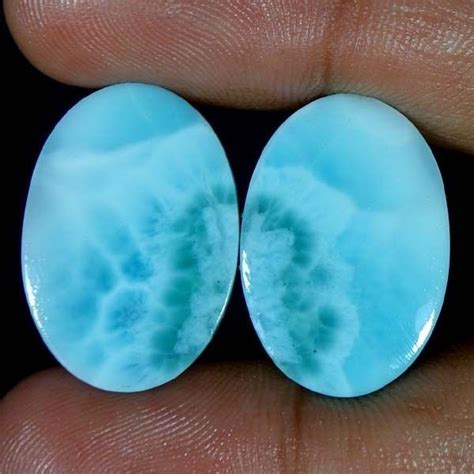 2810cts Natural Sky Blue Larimar Oval Pair Cabochon Dominican Republic