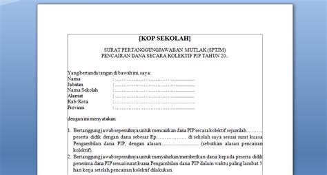 Menulis surat kuasa yang satu inipun tidak jauh berbeda dengan penulisan surat kuasa lainnya. SPTJM Penarikan Kolektif Dana PIP - Surat Pedia