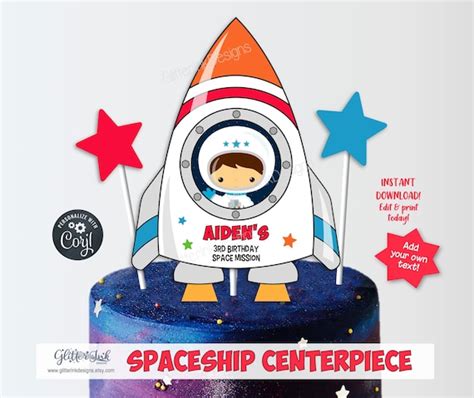 Outer Space Party Cake Topper Centerpiece Space Birthday Party