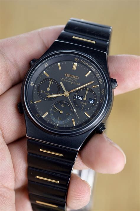 Fs Seiko 7a38 7180 Blackgold Quartz Chronograph Dec 1987 450