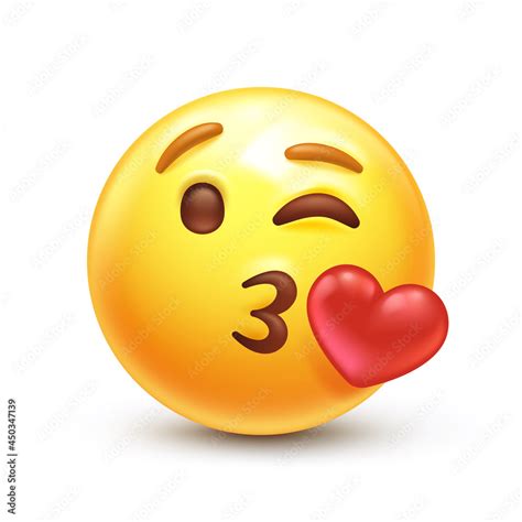 Kiss Emoji Love Emoticon With Lips Blowing A Kiss Winking Yellow Face