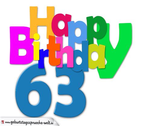 63 Geburtstag Happy Birthday Geburtstagskarte Mit Bunten Buchstaben