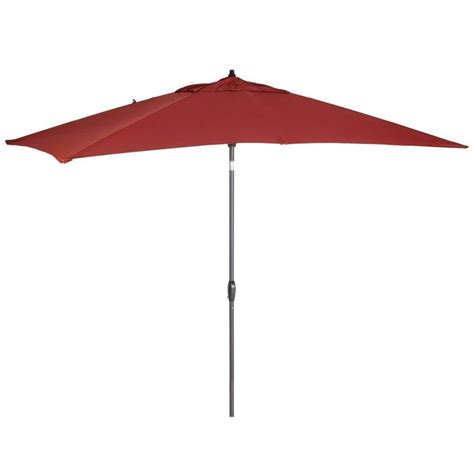 Hampton Bay 9 Ft Rectangular Aluminum Solar Patio Umbrella In Scarlet