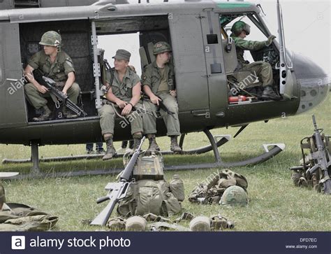 Bell Uh 1 Huey With Re Enactors To Represent Vietnam War