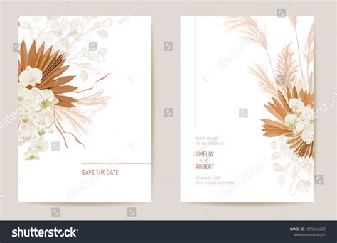 Wedding Dried Lunaria Orchid Pampas Grass Stock Vector Royalty Free