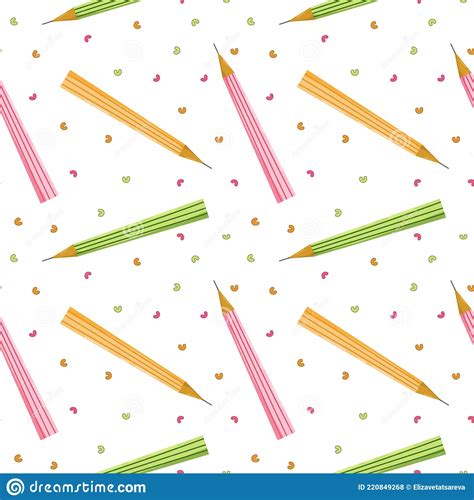 Seamless Pattern With Color Pencils Hand Drawn Vector Illustration