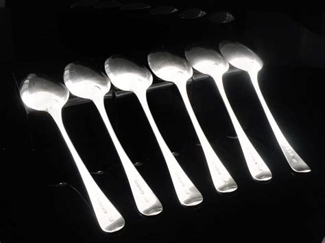 Set 6 Antique English Sterling Silver Serving Spoons Crested London