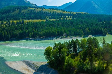 Mountain River In Green Valley Stock Image Image Of Blue National