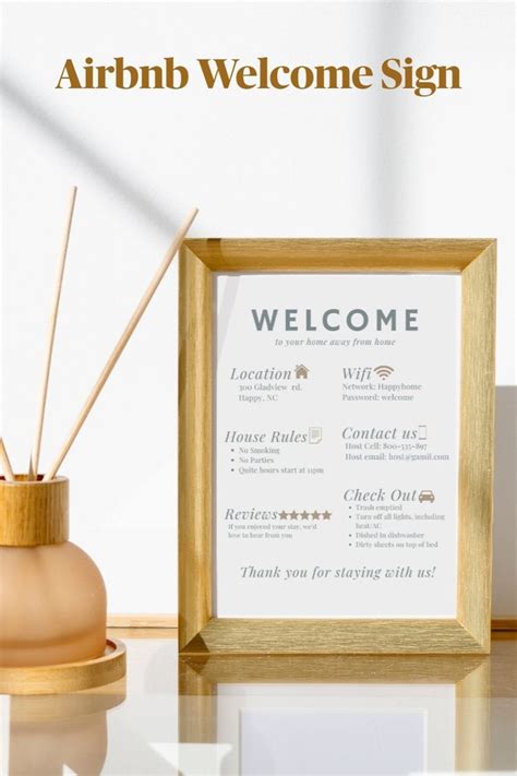 Airbnb Welcome Sign Vacation Rental Printable Guest Arrival Poster