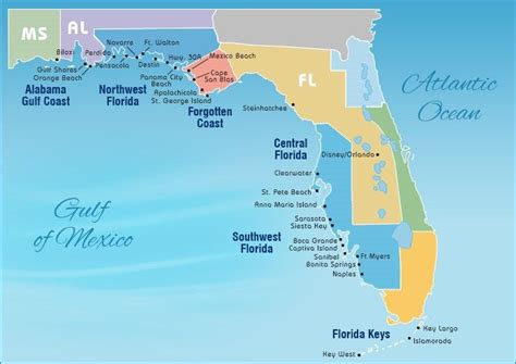 Map Of Gulf Coast Beaches Printable Maps
