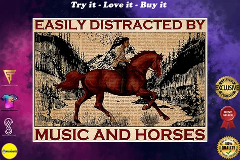 [The best selling] easily distracted by music and horses vintage poster
