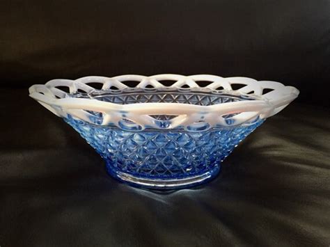 Imperial Lace Edge Glass Bowl Katy Blue Opalescent By Artbymagic