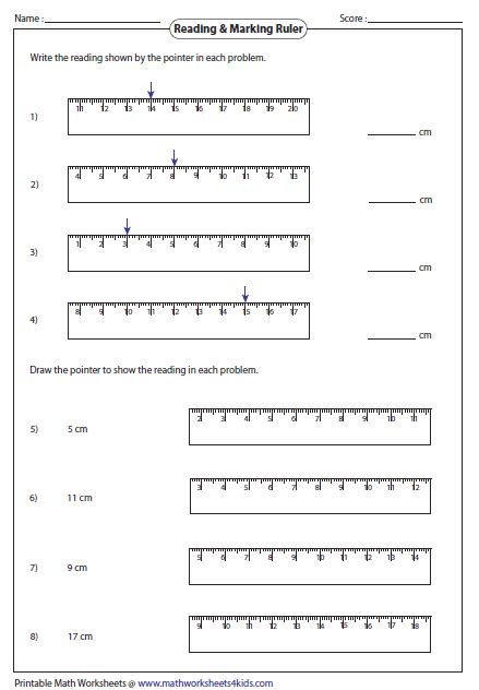 Notice when converting from centimeters to millimeters, the. Reading and Marking Ruler: cm and mm | Measurement worksheets, Reading a ruler, Measurement ...