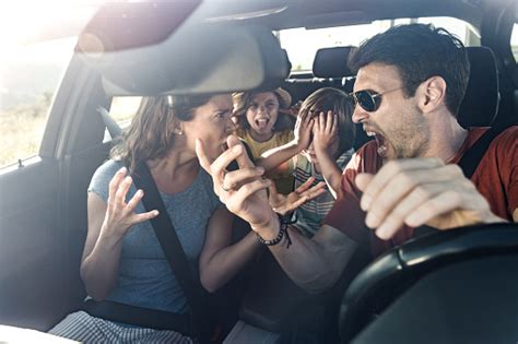 Frustrated Parents Arguing During Trip By A Car Stock Photo Download