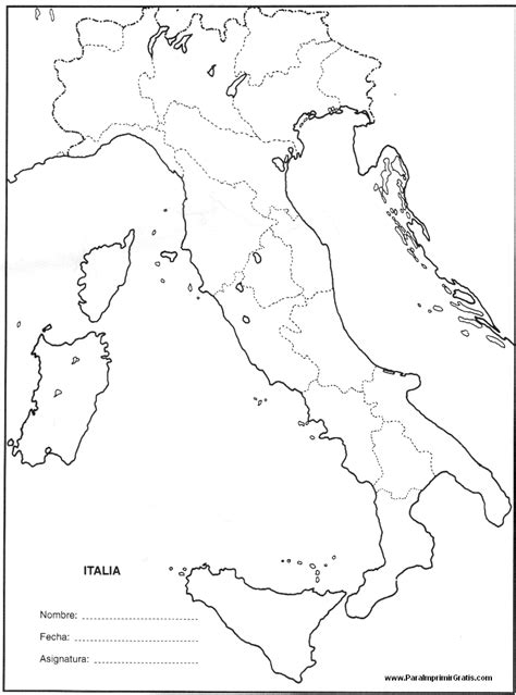 Mapa De Italia Para Imprimir