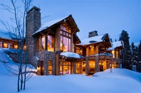 Traditional Exterior Winter House Rustic Mountain Homes Winter Cabin