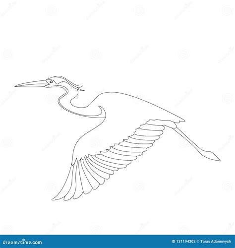 The Heron Is Flying Vector Illustration Lining Draw Stock Vector