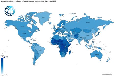 Age Dependency Ratio Percentage Of Working Age Population On World Map