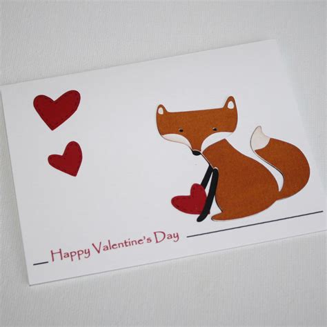 Valentines Day Card Fox Valentine Fox Greeting Card Etsy