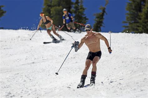 Skiers Hit The Slopes In Bikini Tops As Californias Endless Winter