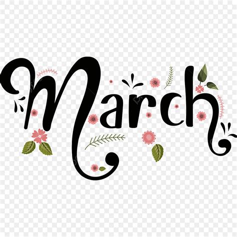 March Month Vector Hd Images March Month With Flowers And Leaves