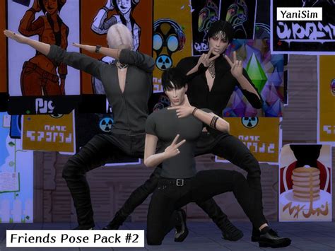 sims 4 — friends pose pack 2 by yanisim — contains 6 poses all together 2 group poses custom