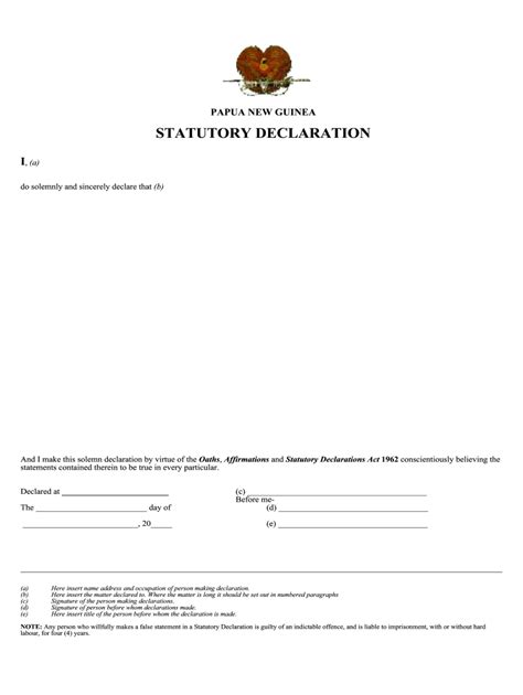 Statutory Declaration Form Fillable Printable Pdf Forms Images