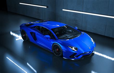 Wallpaper Blue Lamborghini Machine Car Supercar Aventador