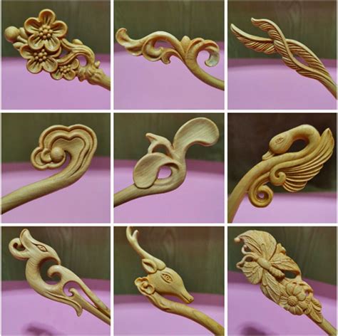 2pcs Thuja Wood Hairpin Multi Shape Fine Carved Hair Stick Etsy
