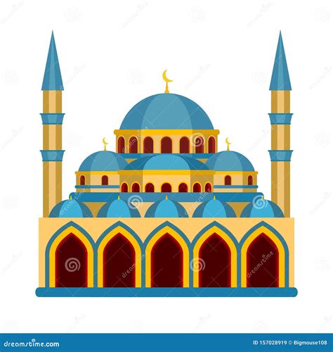 Cartoon Color Islamic Mosque Religious Building Vector Stock Vector