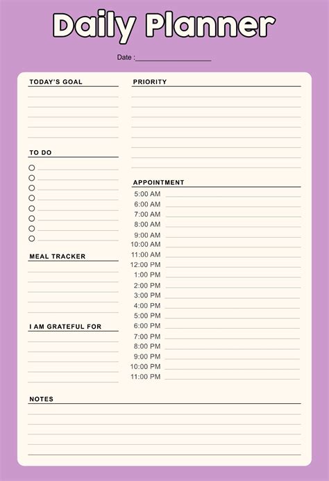 Digital Download Printable Weekly Schedule Planner Printable Planner