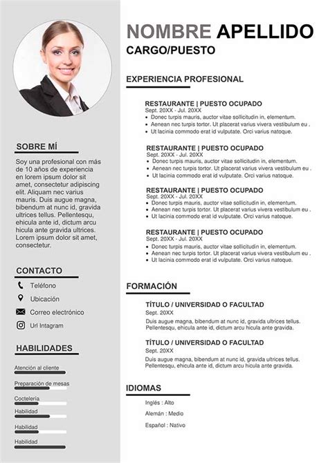 Ejemplo de Currículum Empresarial PLANTILLAS CURRÍCULUM GRATIS