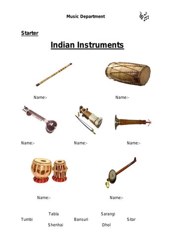 Ks3 Music Indian Instruments Starter Teaching Resources