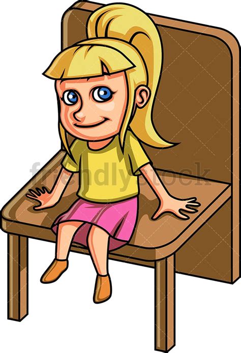 Little Girl Sitting On A Chair Cartoon Clipart Vector Friendlystock