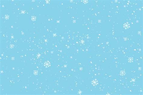 Winter Snowfall And Snowflakes On Light Blue Background Hand Drawn