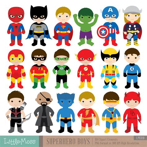 Kids Superhero Characters Superhero Clipart Superhero Costumes For