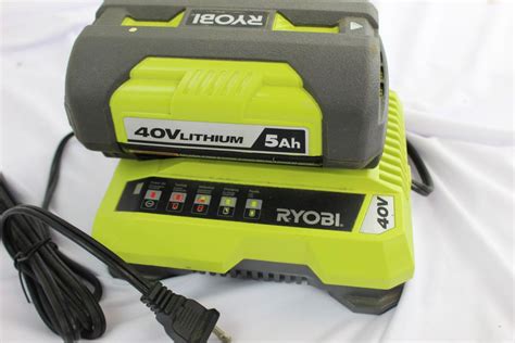 Ryobi 40v Lithium 5ah Charger And Battery 2 Items Property Room