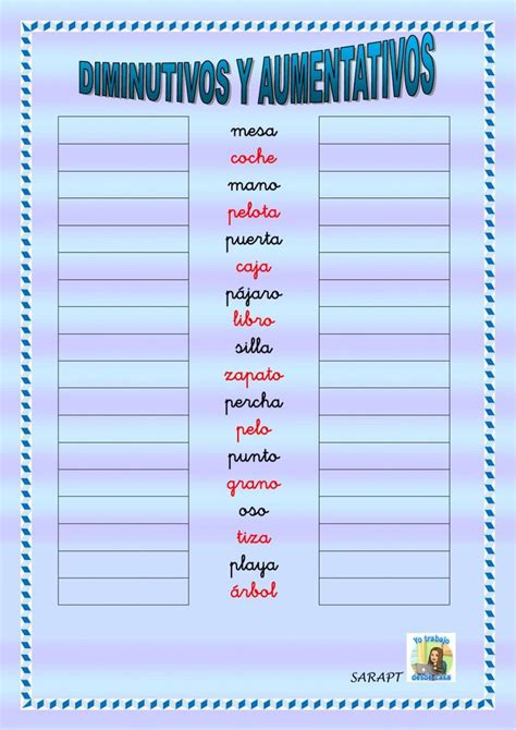 The Spanish Word List Is Shown In Blue With Red And White Trimmings On It