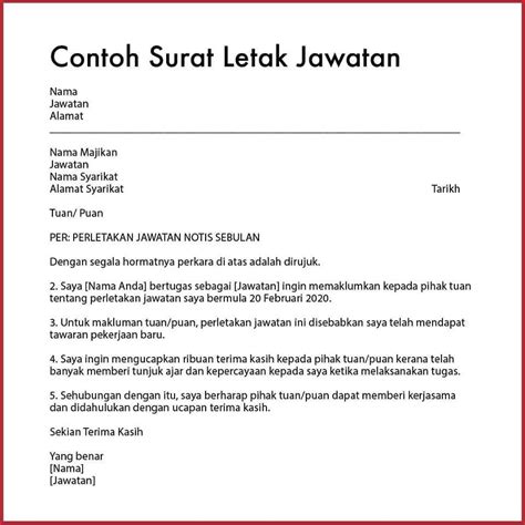 Contoh Surat Resignation Letter Resume Malaya The Best Porn Website