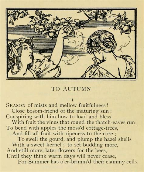 first verse of ode to autumn by john keats 19th english idylls