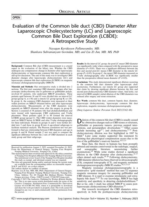 Pdf Evaluation Of The Common Bile Duct Cbd Diameter After