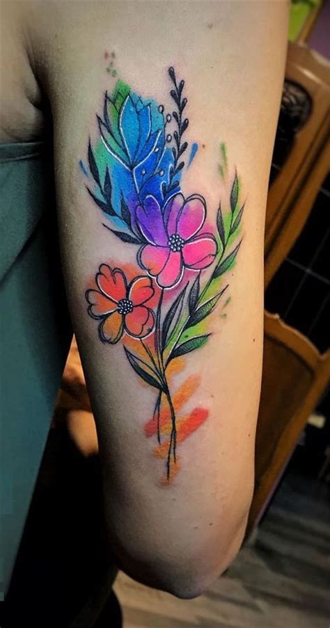 80 Gorgeous Watercolor Floral Tattoo Designs For Women Page 56 Of 80