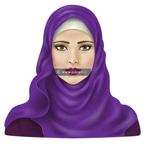 دانلود وکتور لایه باز با طرح گرافیکی و کارتونی دختر با حجاب اسلامی مسلمان