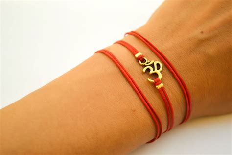 Om Bracelet Wrapped Bracelet With Gold Tone Om Charm Hindu Etsy Uk